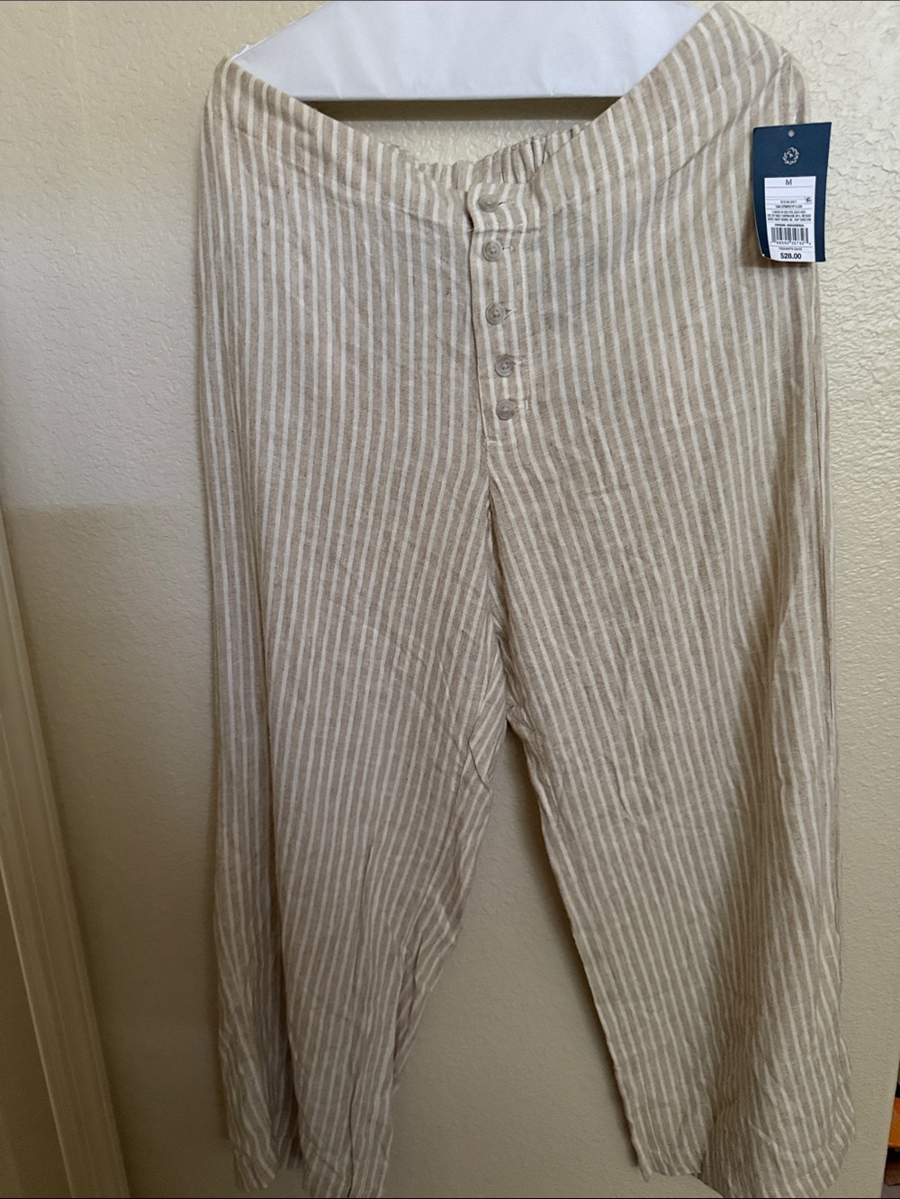Universal Thread Beige & Cream Striped Wide-Leg Trousers